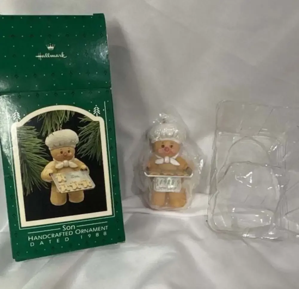 1988 Hallmark Keepsake Ornament: Son Gingerbread Cookie Boy with Cookies